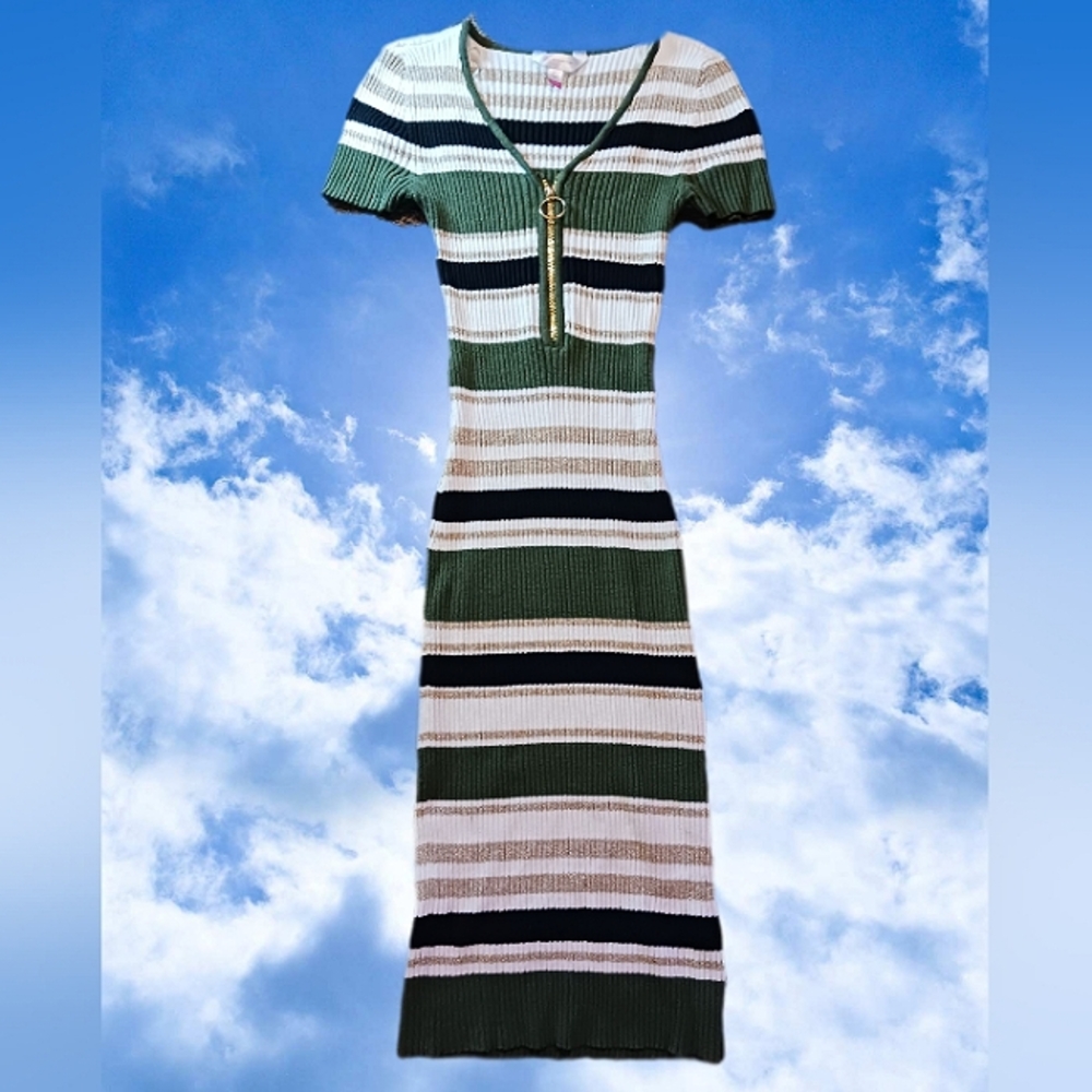Striped Green Long Dress